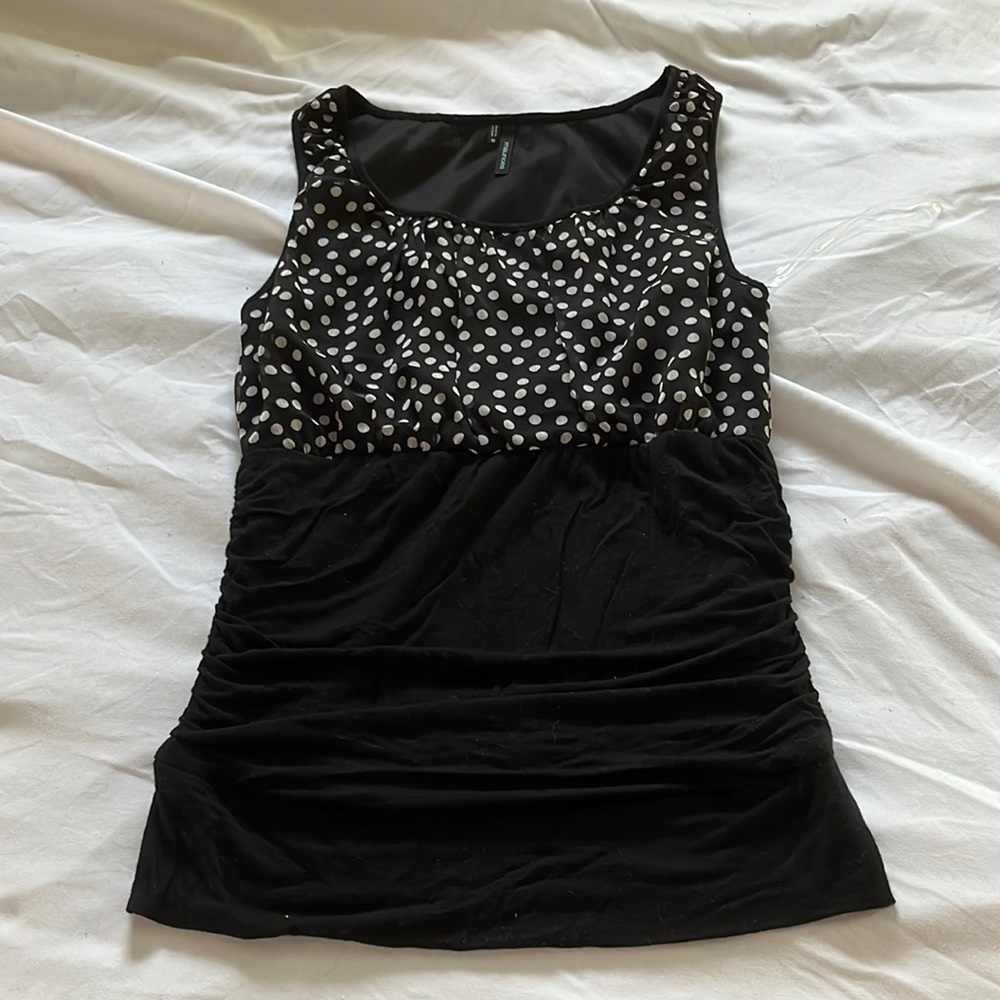 Black and white polka dot tank top